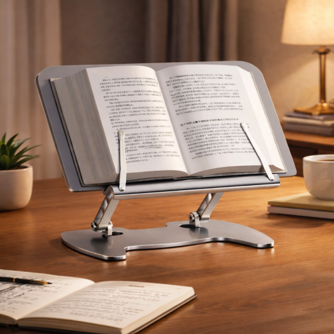 인즈홈 앉은 높이 맞게 조절가능한 목편한 접이식 독서대, 실버