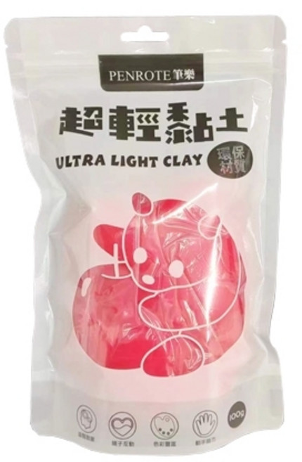 PENROTE 筆樂 超輕黏土 12/24/36色組 安全無毒 幼教/安親/教學 美勞適用 (CL-49/CL-89/CL-139), 1個, 超輕黏土單色100g-紅