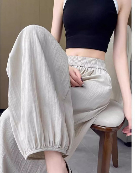 셀럽당 자외선 차단 속건 배기 팬츠 여 여름 얇은 루즈핏 날씬해 보이는 빅사이즈 캐주얼 일자 9부 트레이닝 바지