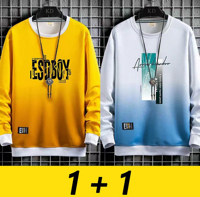 가을 라운드 맨투맨 캐주얼 루즈핏 긴팔티셔츠 맨투맨티셔츠 박스핏 스포츠 루즈핏 공용 D99U