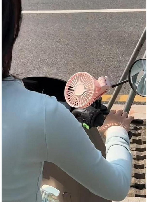 우산 부착형 선풍기 유모차 걸이형 자전거 휴대용 충전식, B. 핑크 + 케이블, 1000mAh