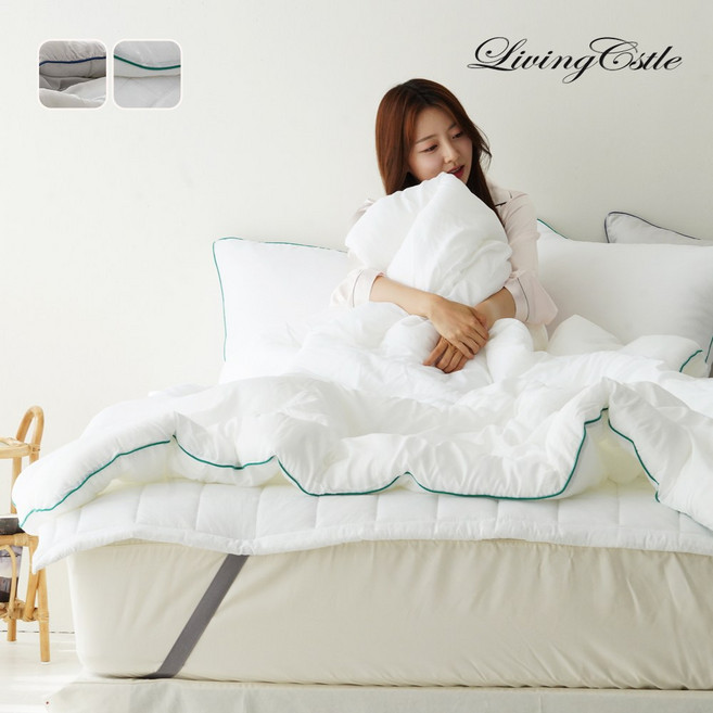 국산 리빙캐슬 라코스 모달 침대패드, 퓨어 화이트