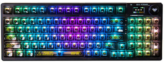 AULA F98 프로 무선 기계식 키보드, 투명 블랙, 빙백축(단락축), 제조사축