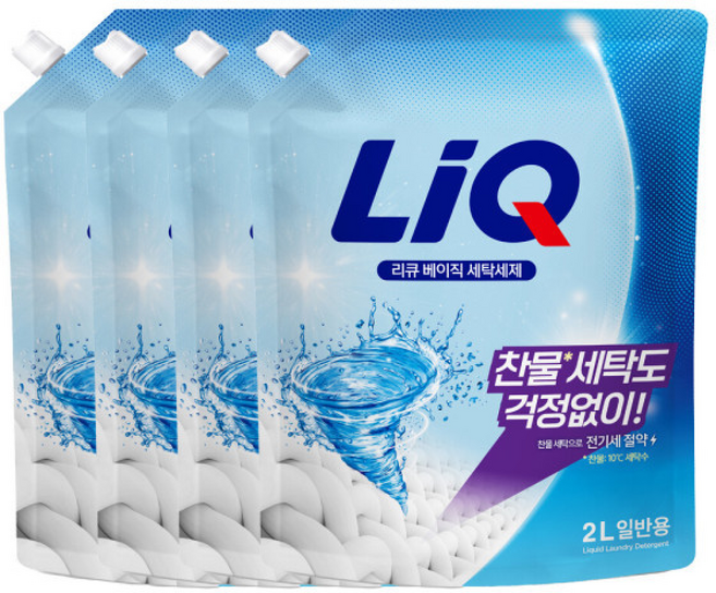 리큐 찬물 빨래 일반용, 2L, 4개