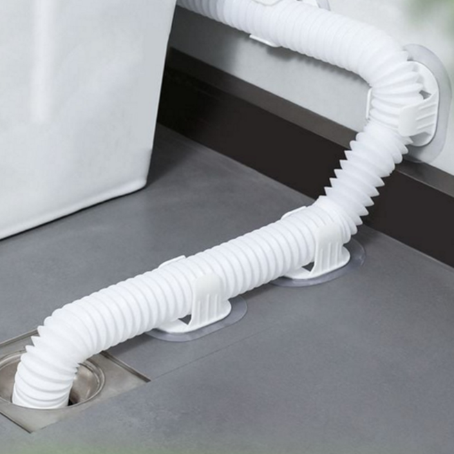 배수 호스 정리 접착식 고정 클립 배수 호스 클램프 거치대 다용도실 배수관 세탁기 싱크대 세탁실 욕실, 02세탁기고정-화이트