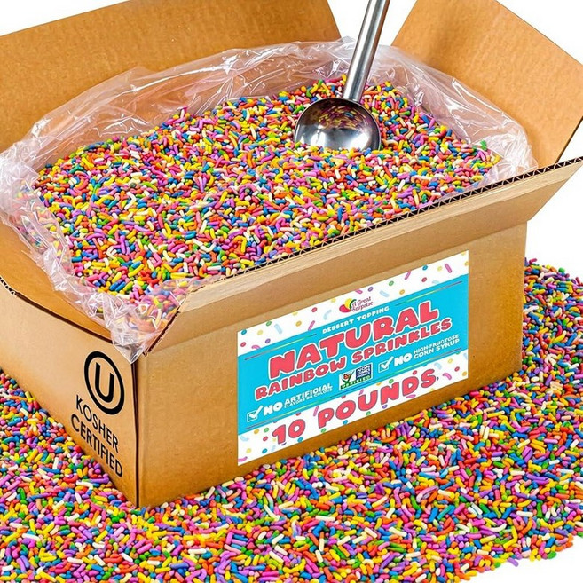 벌크 천연 무지개 스프링클 - 4.5kg(10파운드) 도매 코셔 GMO 프리 염료 프리 지미 케이크 아이스크림 쿠키 케이터링 및 대형 이벤트용 베이커리 등급 259599