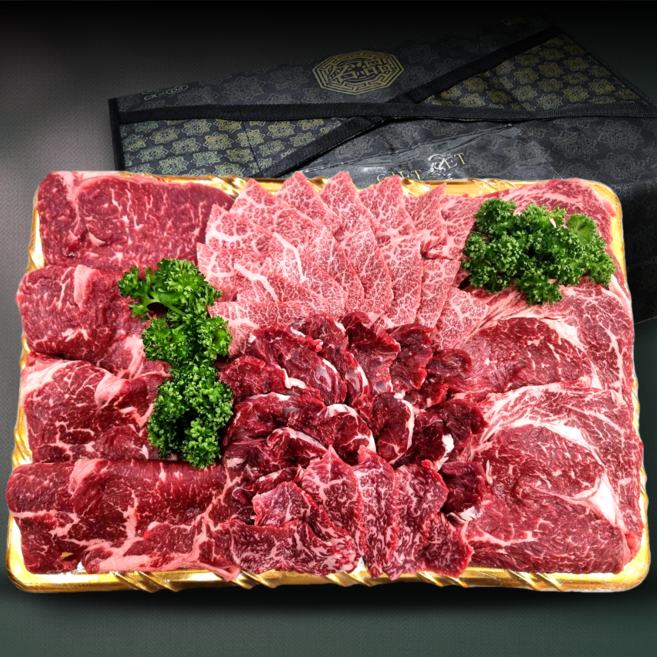 1등급이상 한우 선물세트 등심 채끝 살치살 업진살 치마살 부채살 구이용 명절 더예쁜한우, 총 1kg 한우 선물세트, 1개