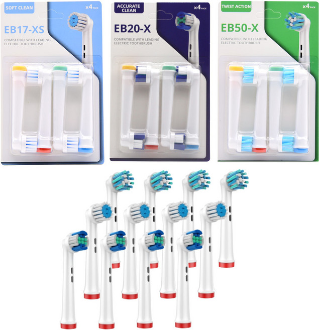 [3팩] 큐클래스 전동칫솔모 12개입 호환모 리필 전동칫솔 리필모, EB17-XS, EB20-X, EB50-X, 1세트
