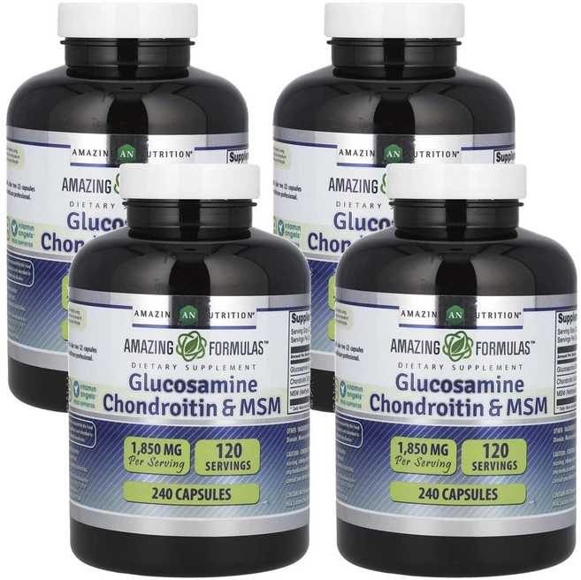 어메이징 뉴트리션 글루코사민 콘드로이틴 & MSM 925mg 캡슐, 알약/캡슐, 4개, 240정 - 쿠팡