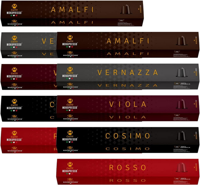 Mokapresso (Mocapresso) 일본직구 모카프레소 캡슐 커피 5종 모둠세트 VIOLA ROSSO VERNAZZZA 코시모 아말피 일본산 정품 10박스 세트(100캡슐), 사이즈