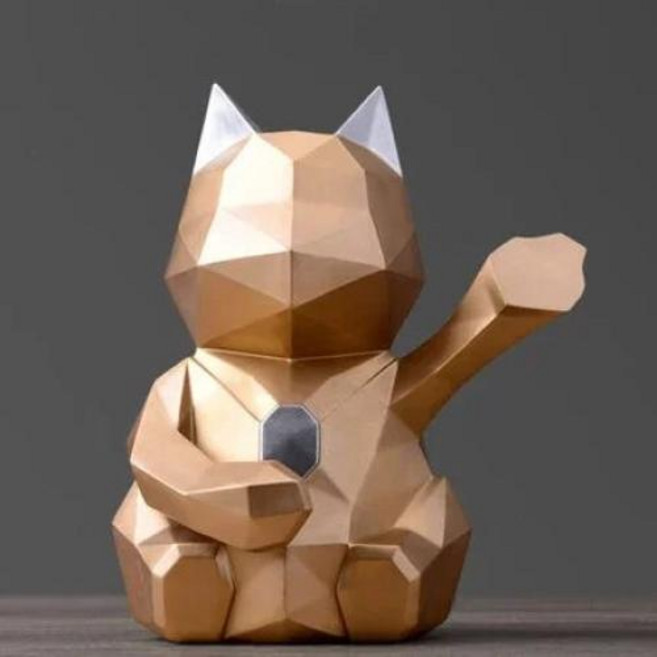 페이퍼크래프트 동물 장식 북유럽 3D 스테레오 기하학적 행운의 고양이 공예 송진 홈 오피스 데스크탑 피규어 마스코트 생일 선물, 13.style13-L