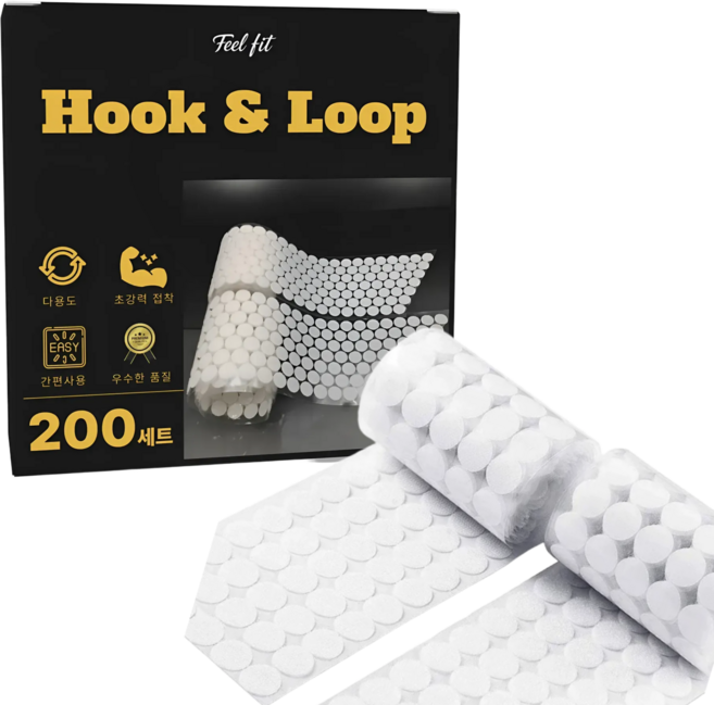 필핏 초강력 찍찍이 벨크로 양면 테이프 화이트 원형 1cm, 200개