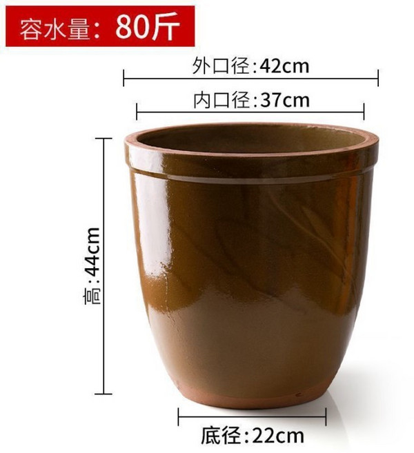 陶瓷醃菜壇 醬缸 釀酒發酵缸 加厚土陶帶蓋家用, 瘦高水缸裝水40.0kg, 1個