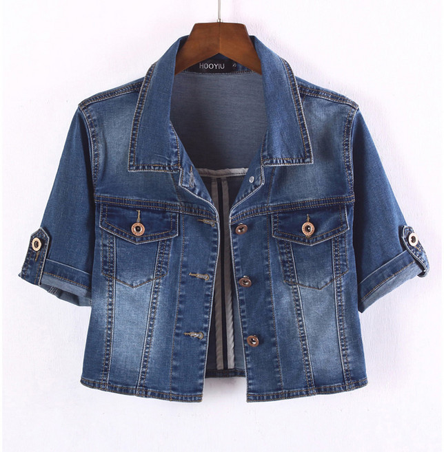 여성용 데님 반팔 재킷 쇼트 얇은 데님 반팔 코트 Women's Jacket 뉴타임즈 J097M267