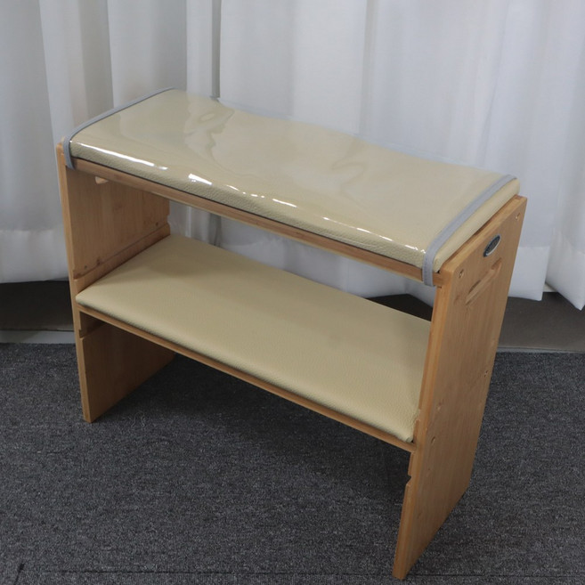 카라 네일 발각질 받침대 테이블 시술대 대나무 원목+탈부착 상판쿠션 세트, 10.발각질받침대 아이보리, 비닐커버추가, 1개, 아이보리