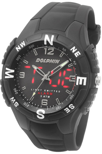 돌핀 MRP757-4 ANA-DIGIT LED ALARM 아나디지 듀얼타임 군인 등산 스포츠 시계