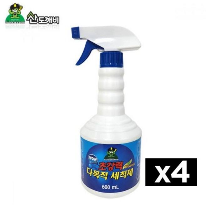 산도깨비 초강력 다목적 세척제 세정제 살균 얼룩 찌든때 제거 주방 욕실청소, 600ml, 4개