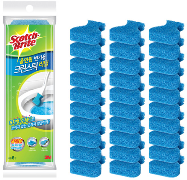 스카치브라이트 크린스틱 올인원 변기용 리필, 30개