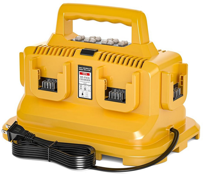 YJITO 6포트 급속 배터리 충전소 업그레이드 디월트 DEWALT 플렉스볼트 20V/60V 충전기 교체 DCB200 DCB206 DCB606 DCB609와 호환 가능, 1개