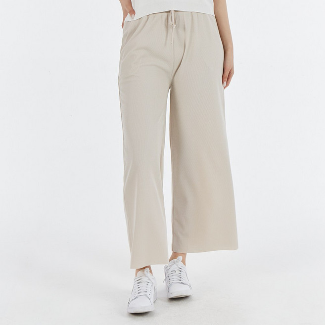 앤디모리슨 여성용 골지 밴딩 와이드 팬츠