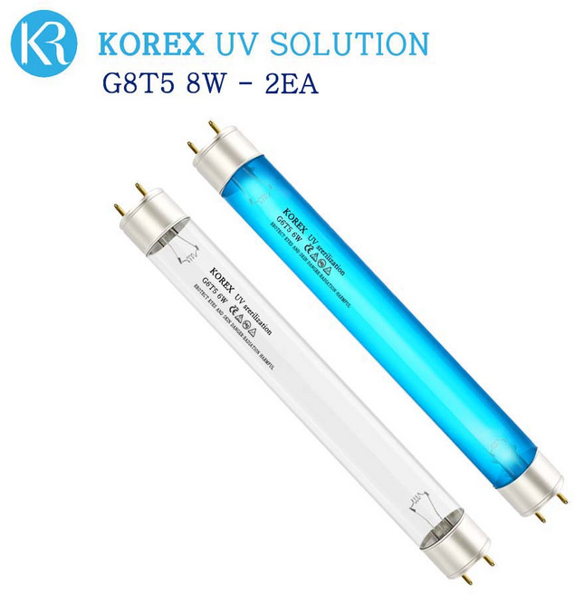 [묶음]KOREX UV / G8T5 8W 자외선살균램프 UV 살균램프 칫솔살균 컵살균, 2개