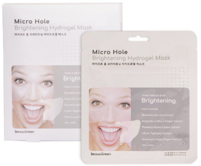뷰그린 마이크로홀 브라이트닝 하이드로겔 마스크 30ml x 5매 /시트 마스크팩, 1개, 5개입