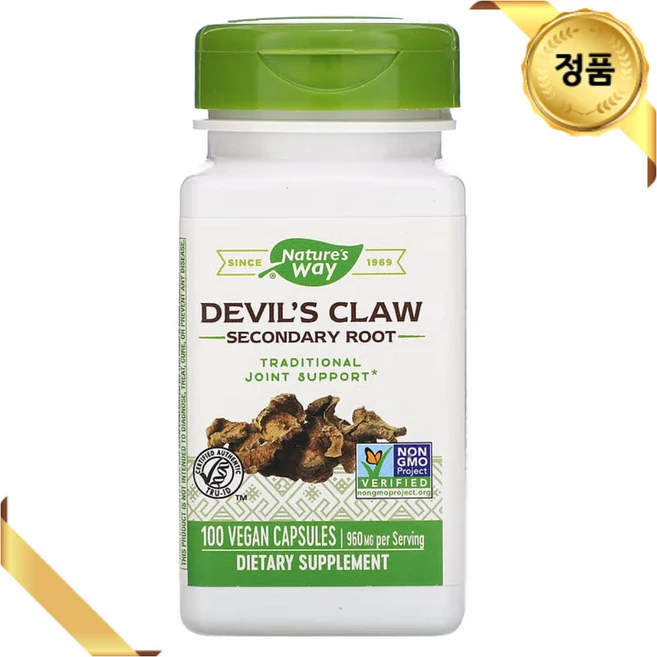 네이처스웨이 천수근 480mg 100 베지 캡슐 비건 허브 튜브 Devil's Claw, 1개, 100정 - 쿠팡