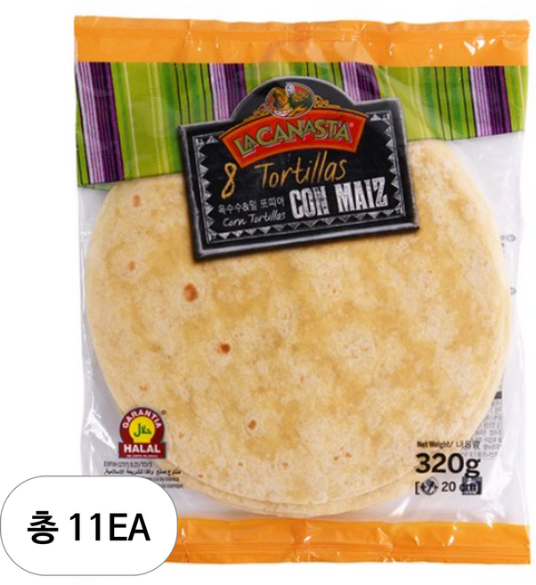 라카나스타 옥수수 앤 밀 또띠야 20cm, 320g, 11개