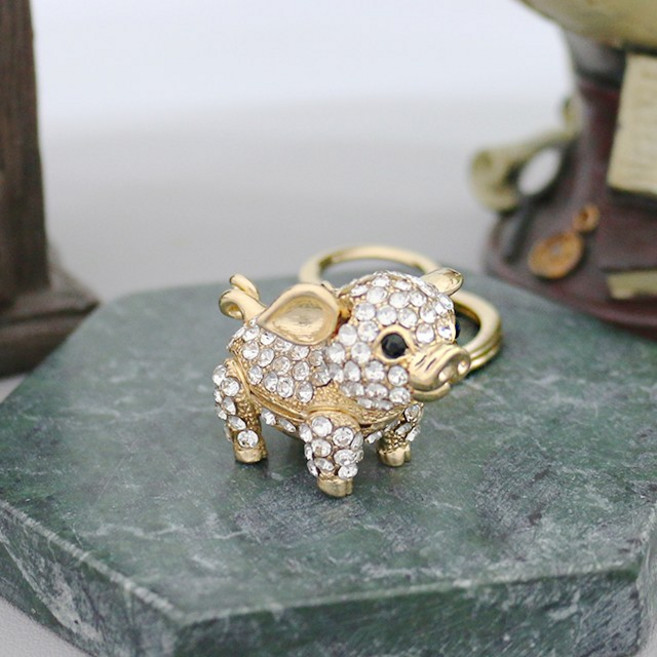 미니 큐빅 돼지 열쇠고리 돼지띠선물 단체선물 아이가방고리 차키고리 돼지인형, 화이트_기본포장, 1개