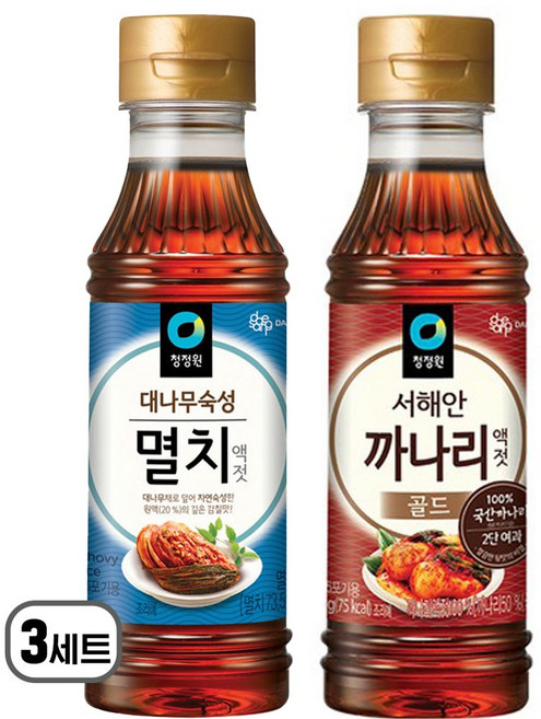 청정원 멸치액젓500g + 까나리액젓 500g [1+1], 3세트, 1kg