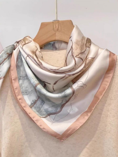 패션리프 여성스카프 70X70 사각블링 패턴 스카프링 포함