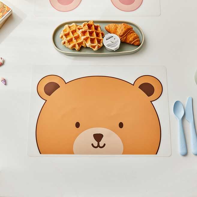 [모던하우스]애니멀힐즈 실리콘 식탁매트_베어_KI0623012, 단품, 브라운, 1개