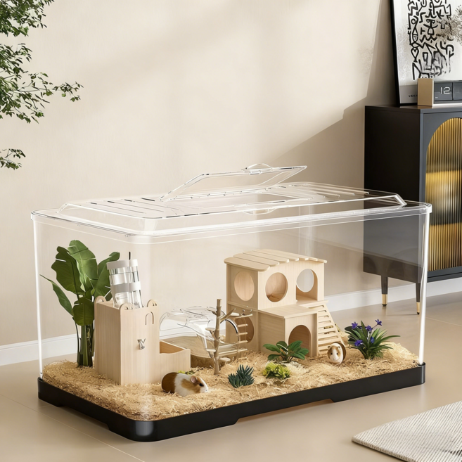YAPOGI 투명한 대형 햄스터집 펫하우스 사육장 놀이터 햄스터 케이지, 스타일 C, 1개