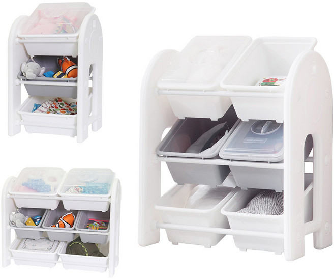 [루나스토리] 59cm 미니 정리함 장난감 베이비룸 수납 3단 정리함 (3종), 화이트, 1개