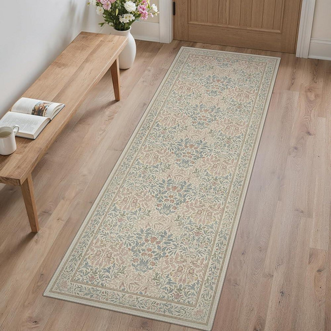 GENIMO Washable Floral Runner Rug 2x6 Non-Slip Long Hallway Carpet for Entryway Kitchen Indoor