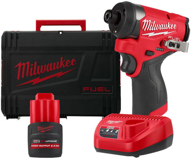 밀워키 M12 FID2-251X 충전 임팩 드라이버 12V 2.5Ah 고출력 배터리 1개 세트