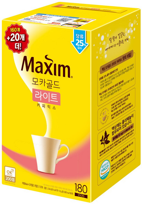 맥심 모카골드 라이트 커피믹스, 11.8g, 180개입, 1개
