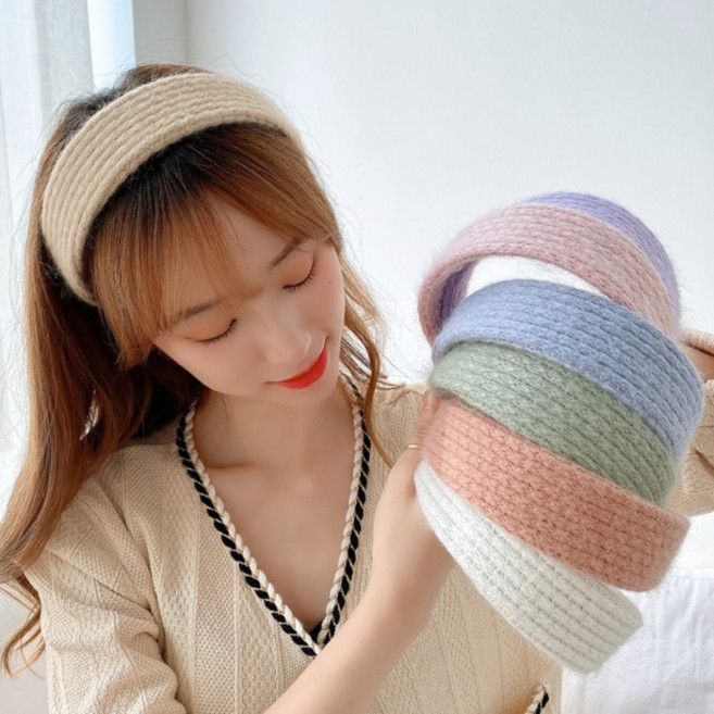 앙고라 넓은 와이드 퍼 헤어밴드 머리띠 반다나