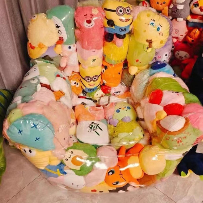 BCQ 투명 인형수납형 쇼파 지퍼형 DIY 인형정리 소파 체어 PVC 의자 인형채움 소파커버 대형, 투명 인형수납형 소파(기본형)