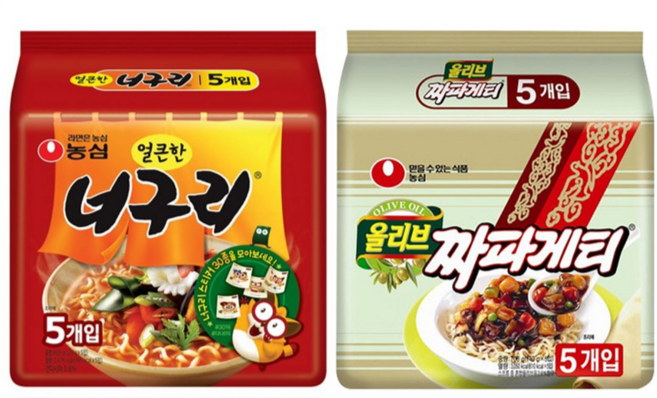 농심 얼큰한 너구리 120g + 짜파게티 140g 5개 세트, 10개