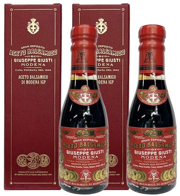 주세페주스티 큐빅 3메달 발사믹 식초 250ml 리카르도 박스 포함, 2개, 100ml