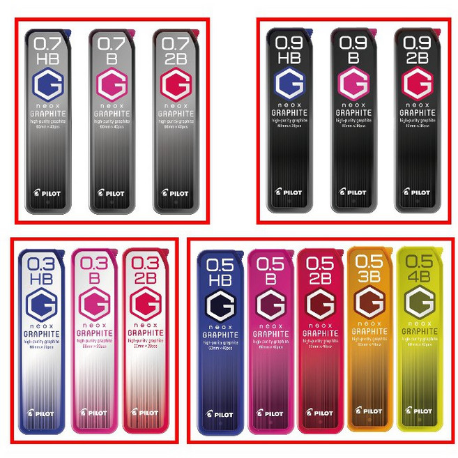 PILOT 百樂超級 G 系列自動鉛筆芯 0.3mm 0.5mm 0.7mm 0.9mm HRF, 1個, 0.7mm HB