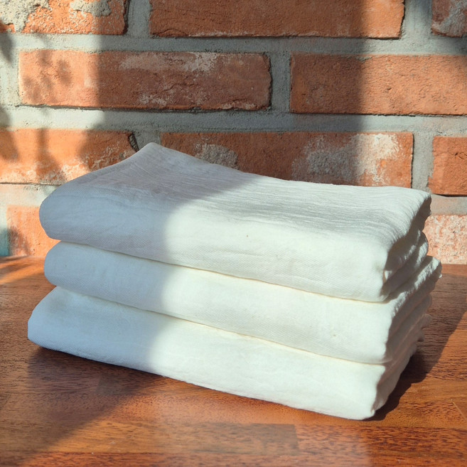 강화소창수건 순면 정련소창 무형광 더네이처하우스 3개입, 3겹, 정련x, 1세트, 아이보리