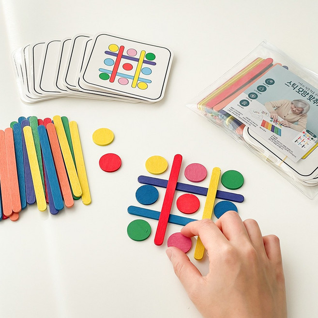 어르신 치매예방 게임 스틱 모양 맞추기 퍼즐 놀이 노인 인지 두뇌 교구, 1개