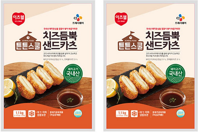 CJ 튼튼스쿨 치즈듬뿍 샌드카츠, 2개, 1.1kg