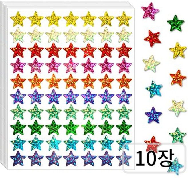베러워커스 홀로그램 별 스티커, 10개, 혼합