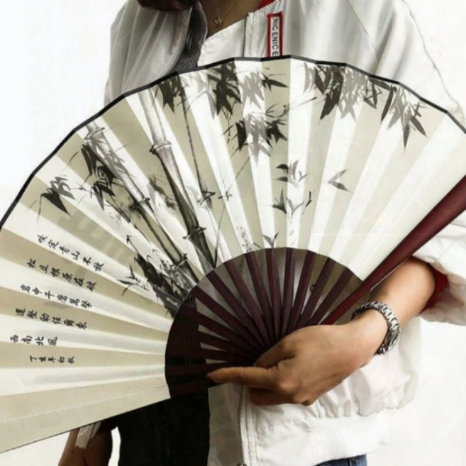 접이식부채 전통 부채 수묵화 실크 대나무 외국인 선물, 1개