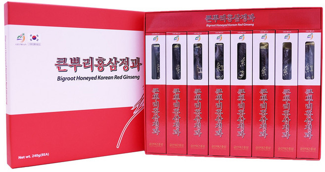 [금산대근홍삼] 큰뿌리홍삼정과 480g - 3대를 이어 내려온 가업승계기업에서 직접 만든 건강 간식 홍삼 선물 홍삼 어린이 간식, 240g, 2개