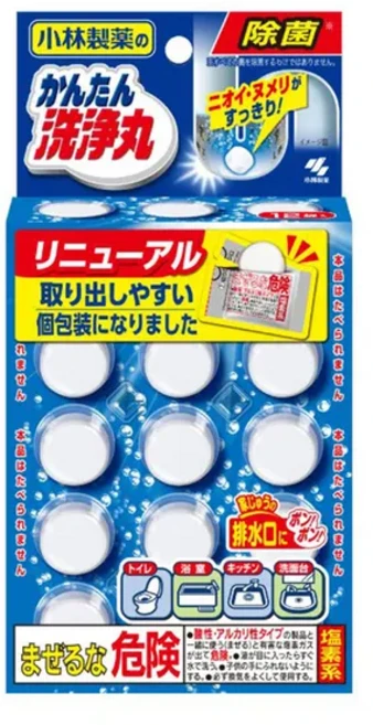 KOBAYASHI 小林製藥 廚房衛生間下水道管道疏通泡藤片 無香味 12錠, 66g, 1個
