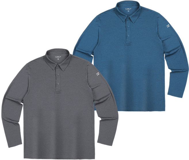 [이지바이] (1+1) 남성 긴팔 골프 카라 티셔츠_디베이스 소로나원단 빅사이즈 스포츠 아웃도어 긴팔 카라티